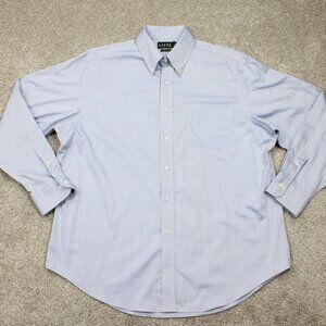 LAUREN Ralph Lauren Dress Shirt Adult 17 , 34/35 Blue Non-Iron Cotton L/S Button